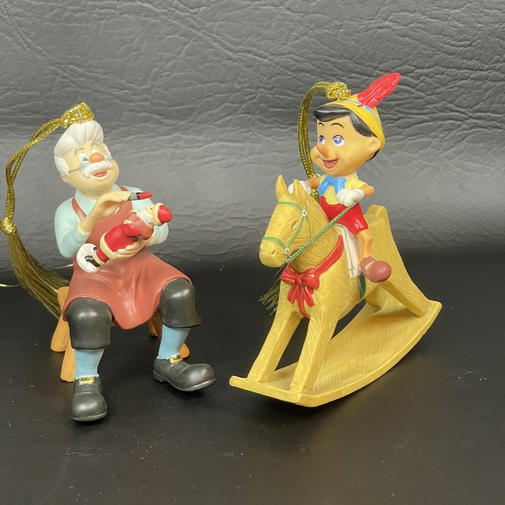 Grolier Disney Early Moments Pinocchio & Geppetto Porcelain Christmas Ornament